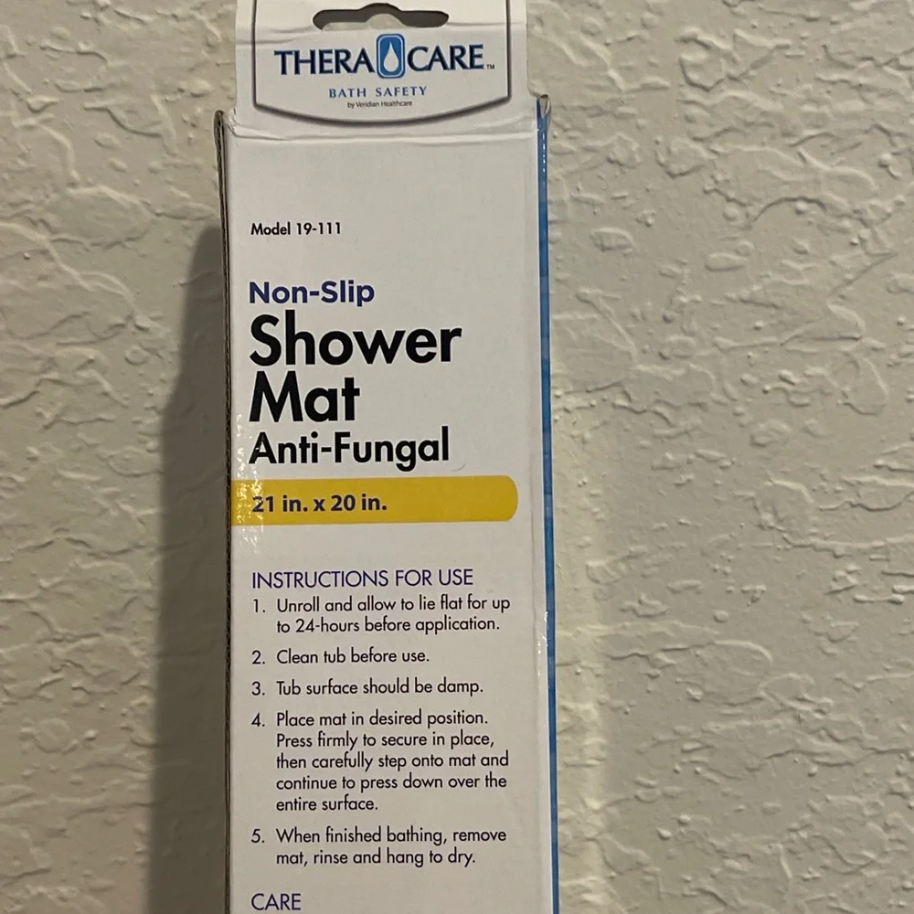 Bath Mat TheraCare Safety “NON-SLIP” 21x20” ANTI-Fungal Blue MINT NEW in NEW BOX